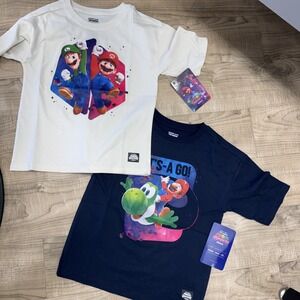 2 New Super Mario Galaxy Movie Boys Shirts Size 6/7
